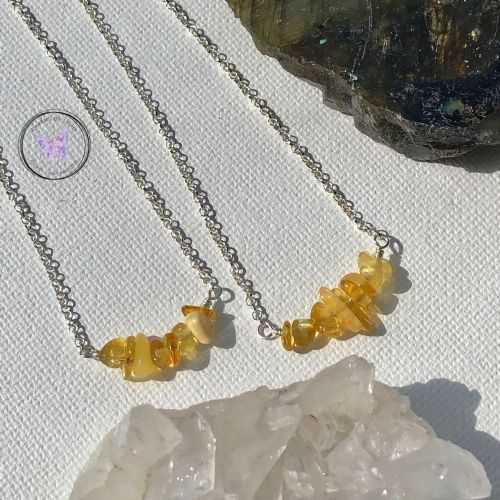 Baltic Amber Chip Bar Necklace